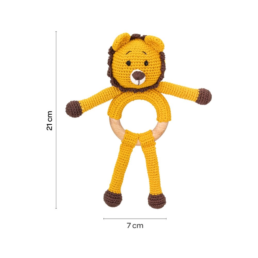 Handcrafted Crochet Toy With Teething Ring - premium cotton yarn