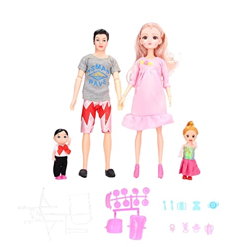 Father Doll + Pregnant Mother Doll + Son Doll + Daughter Doll - Skirt Color Random + Baby Doll Ages 7+