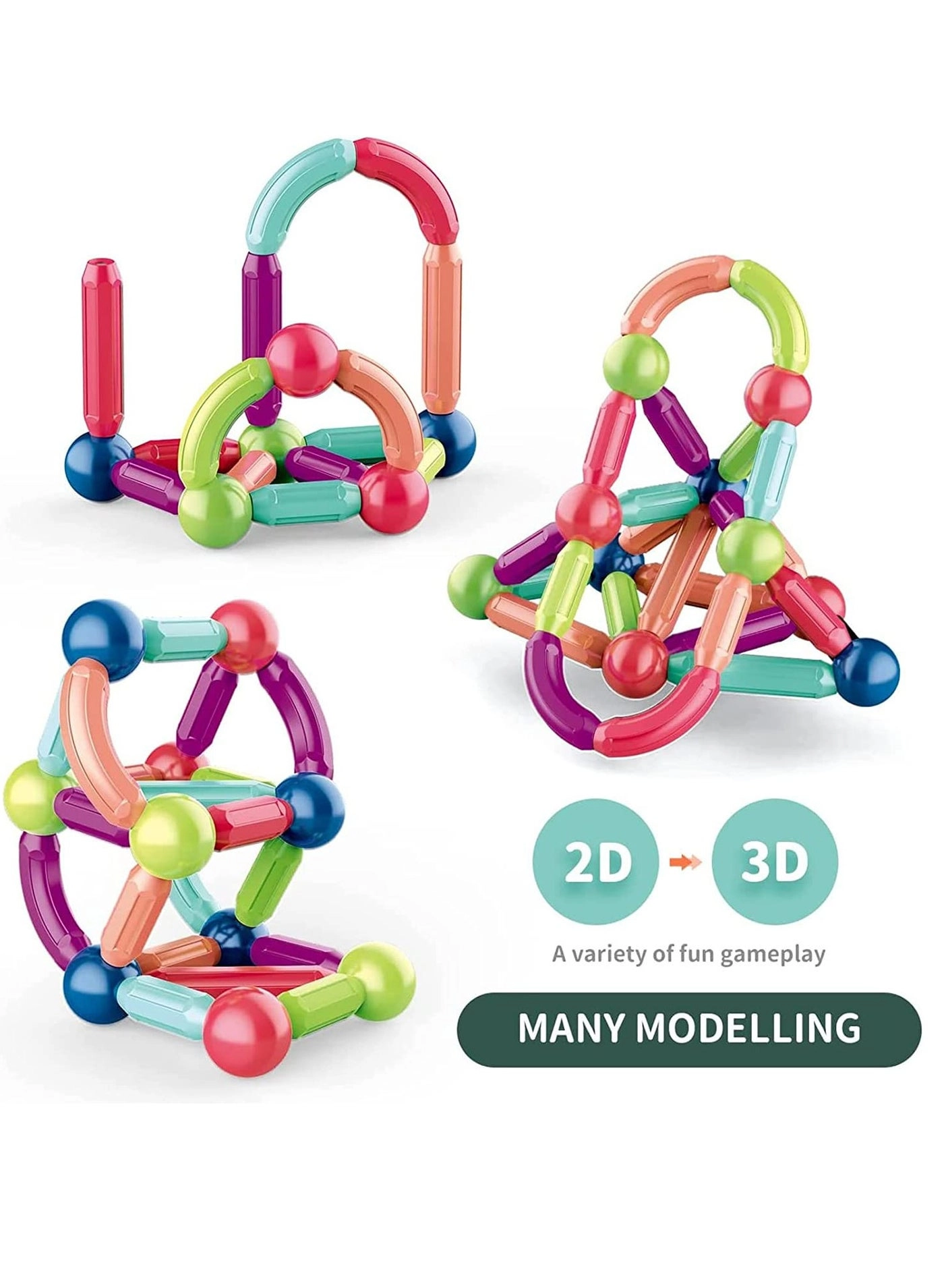 Magnetic Ball and Stick Building Set - 64pcs