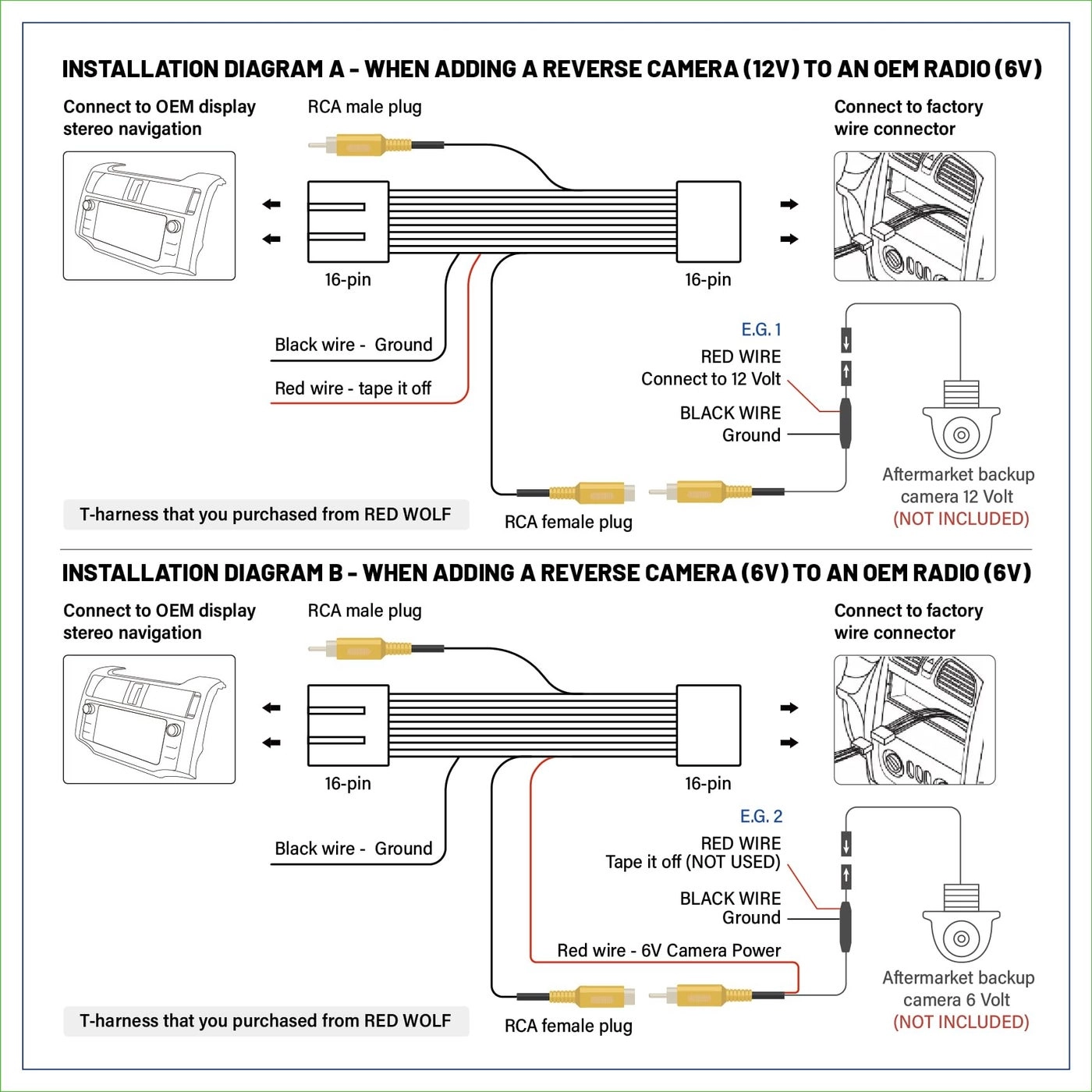 16 Pin Backup Camera T-Harness