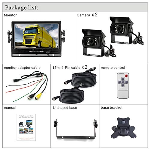 Reversing Camera - 18LEDs Night Vision + TFT LCD Car Monitor - 7"