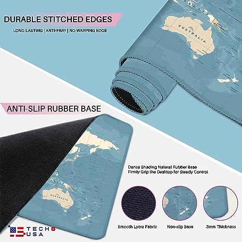 World Map XL Mouse Pad Black - 78.74x30.48 cm