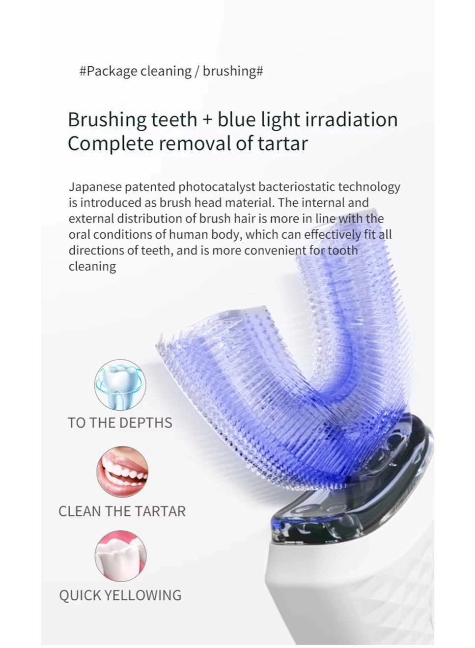 Ultrasonic Teeth Cleaner - U-Shaped 30,000 VPM USB Rechargeable