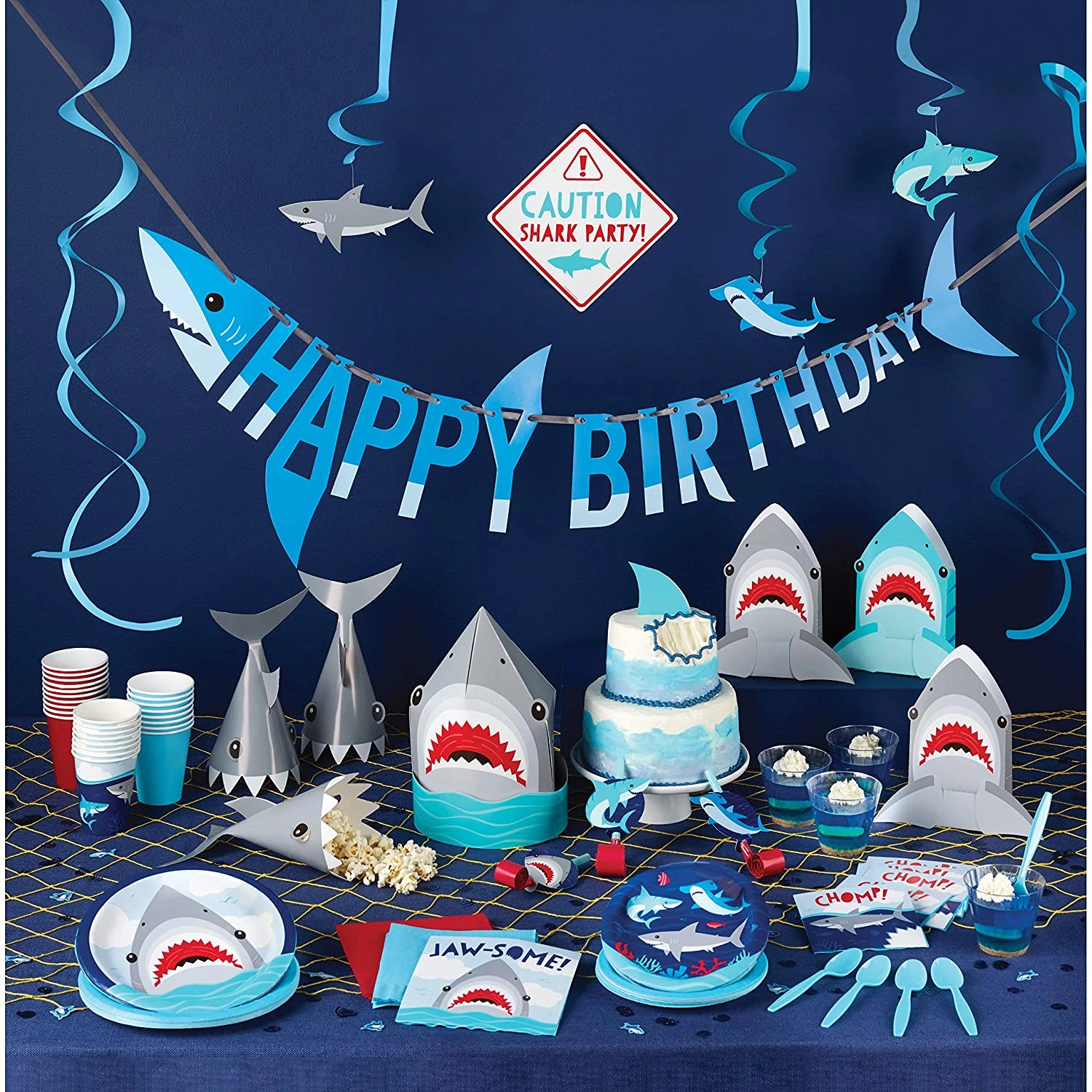 Shark Party Centerpiece - 3D 11-Inch Blue