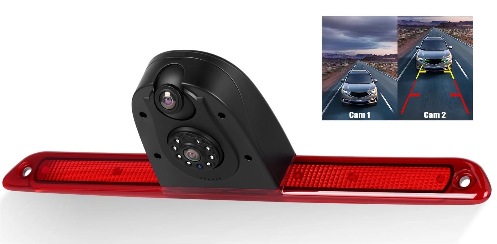 CAMECHO Dual Back Up Rear View Camera - Night Vision Wired 1280*720