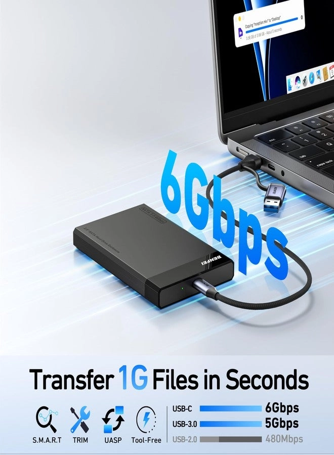 2.5 Inch SATA to USB External Hard Drive Enclosure - 6Gbps UASP Tool Free