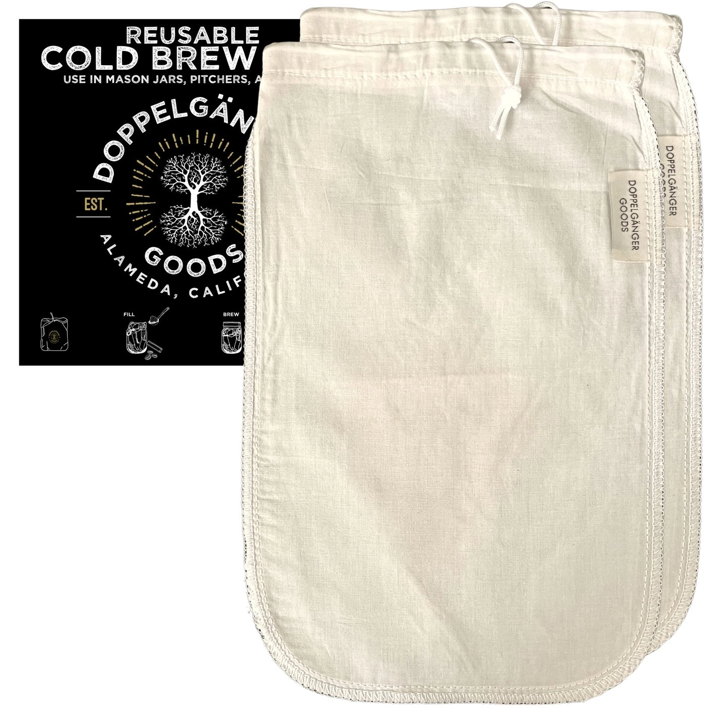 Doppelgnger Goods Cold Brew Coffee Bag - 2-Pack Medium 8In X 12In