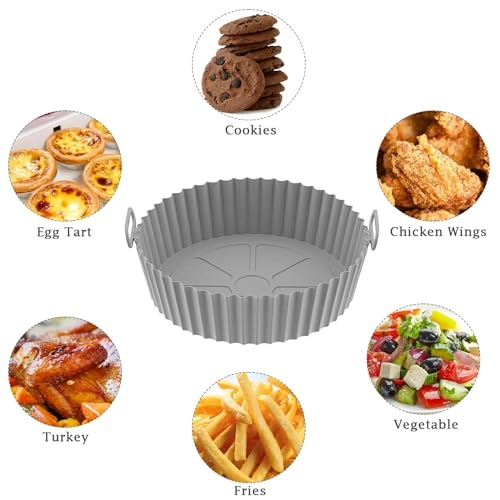 Silicone Air Fryer Liners - Reusable 2 Pack Grey