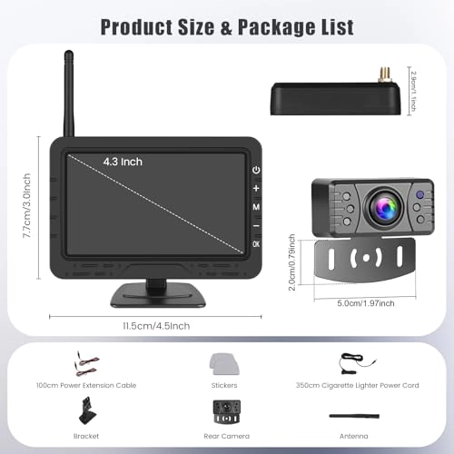 Reverse Camera Kit - Night Vision Wireless 480*272