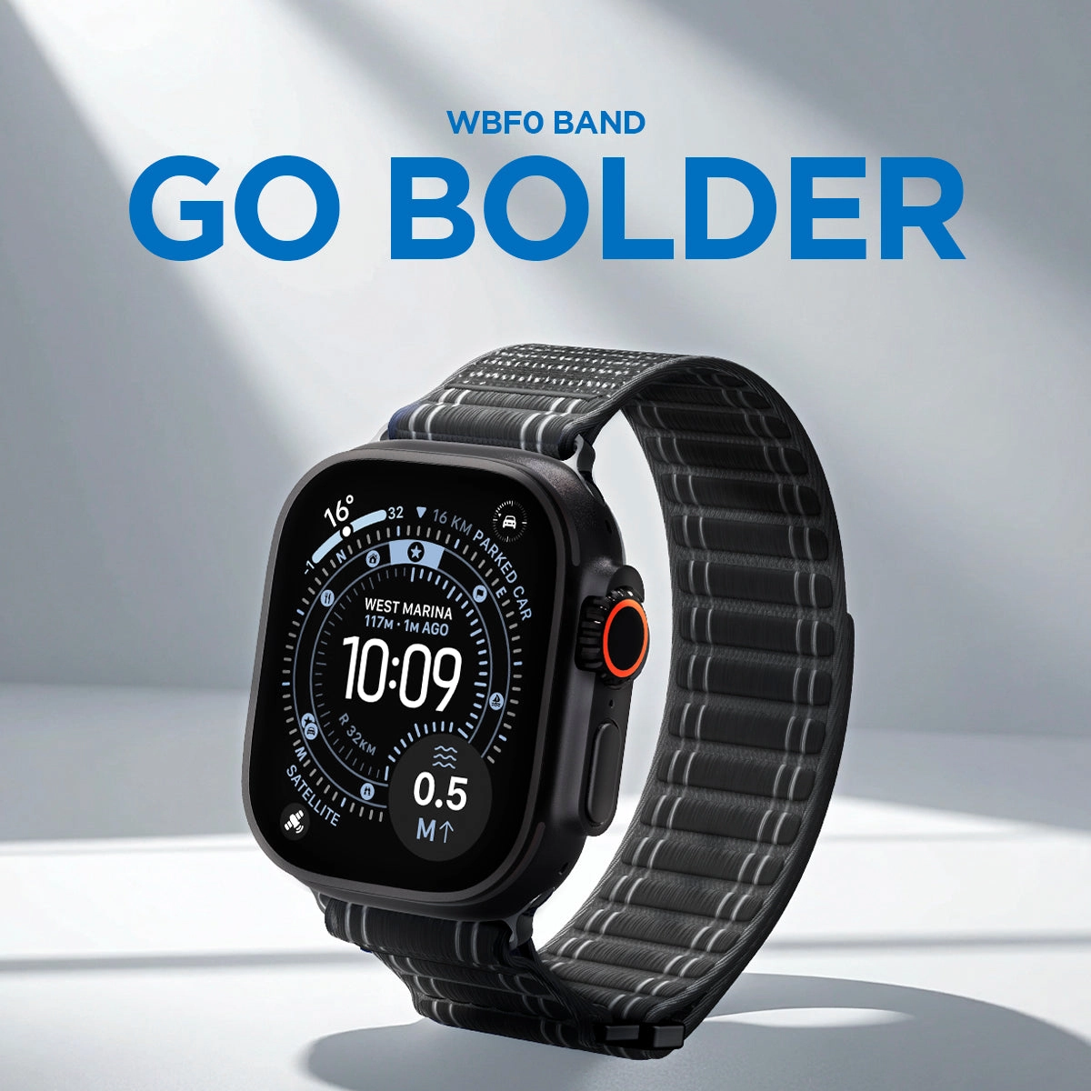 TPU Rugged Ultra Watch Band for Apple Watch 49/45/44mm (Matte Black)