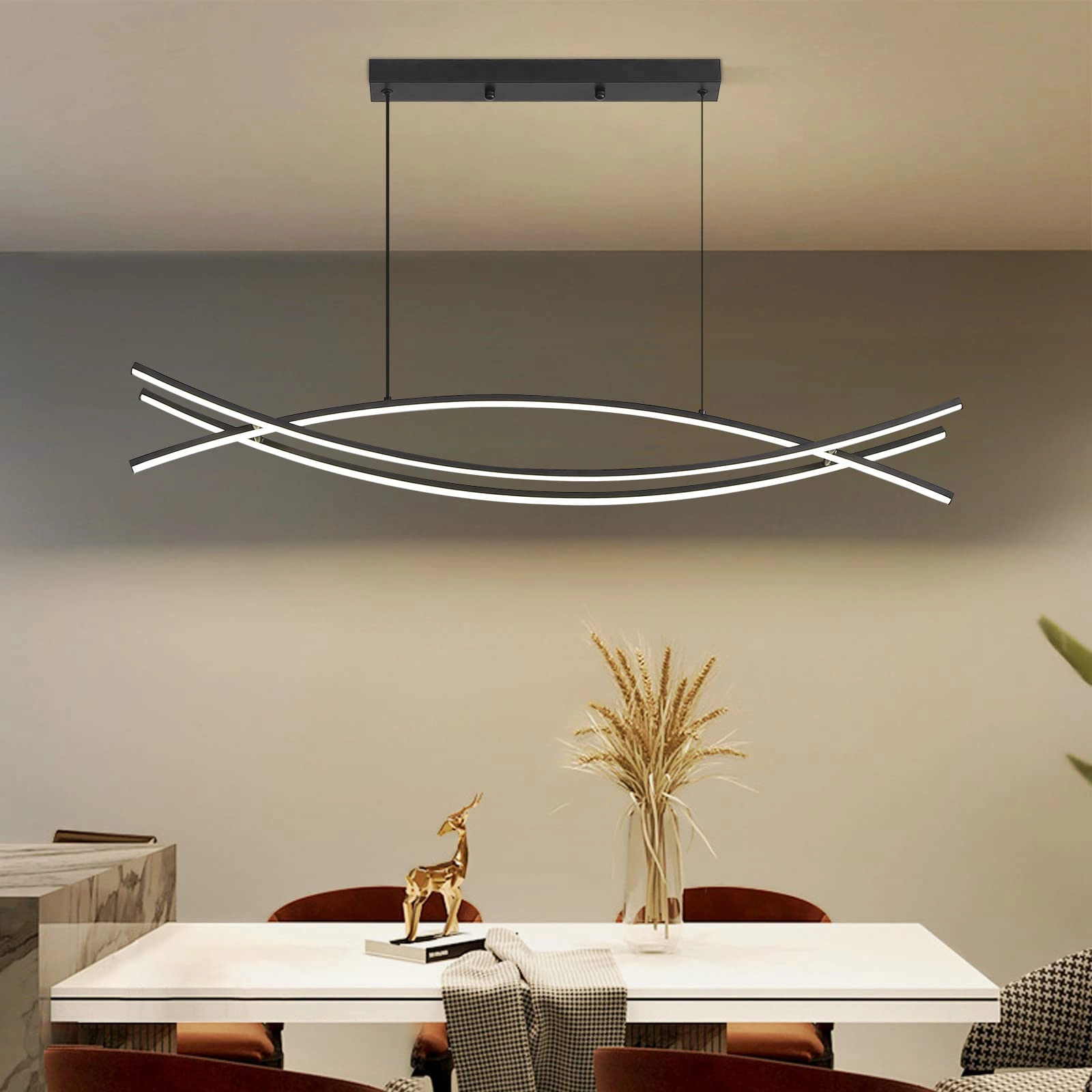 Modern Golden Pendant - 120CM Remote Control Dimmable