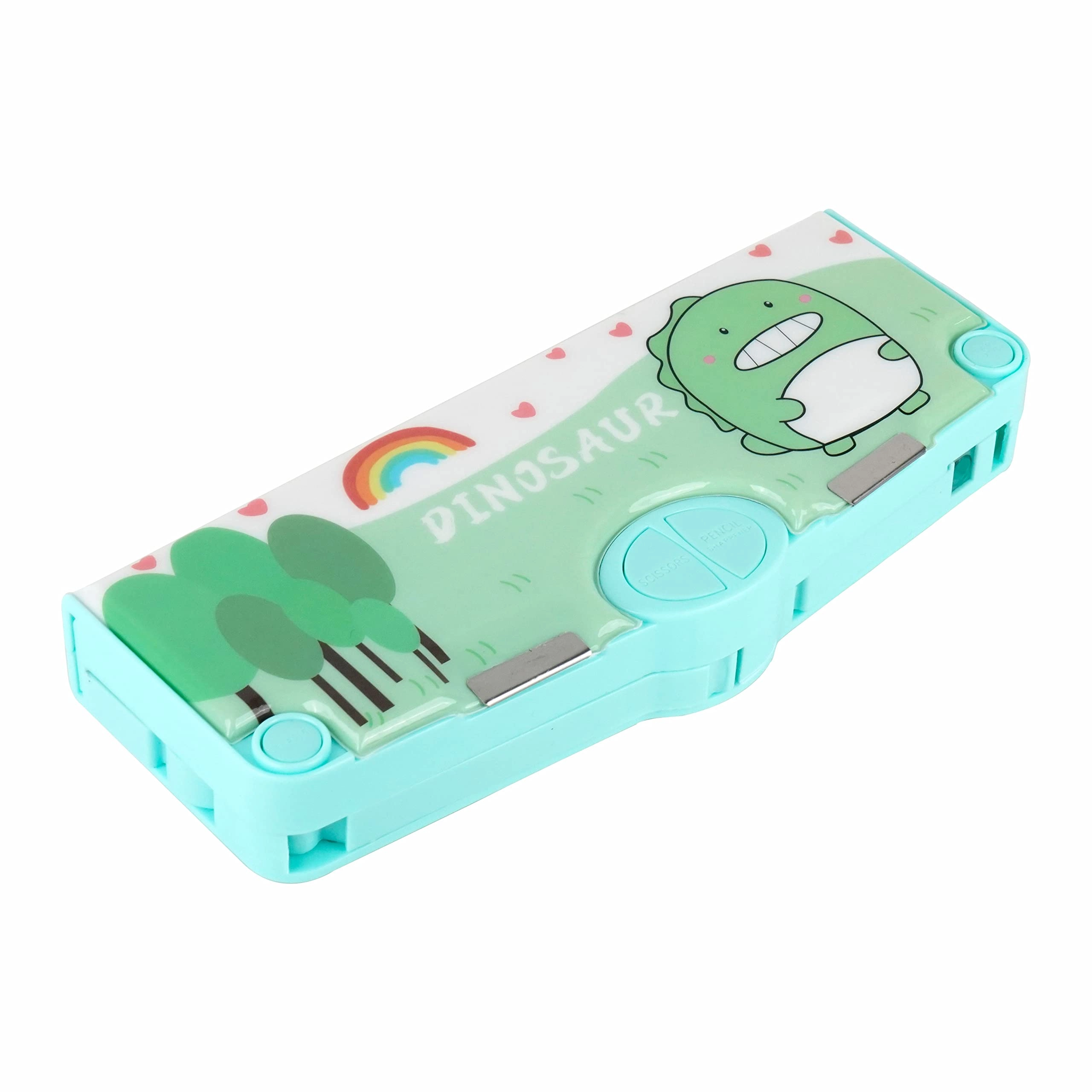 WireScorts Multi Functional Pencil Box - Dinosaur Magnetic Green