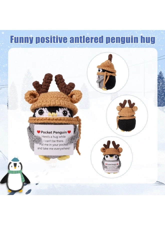 Positive Pocket Penguin - Knitted Woolen Antler Hat