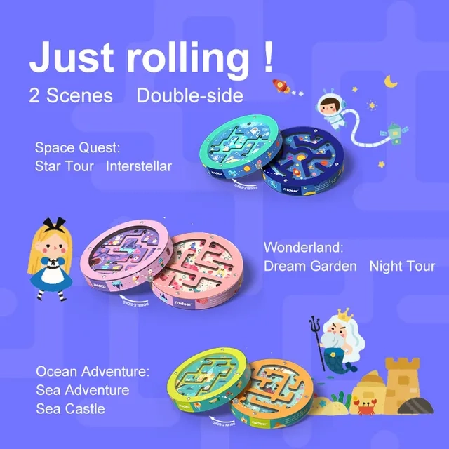 Double Sided Steel Ball Maze Ocean Adventure - 3 +