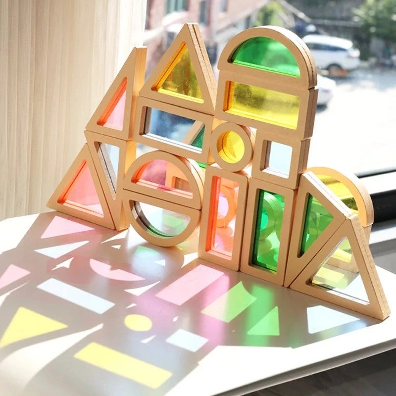 Wooden Acrylic Building Blocks Set - 24pcs