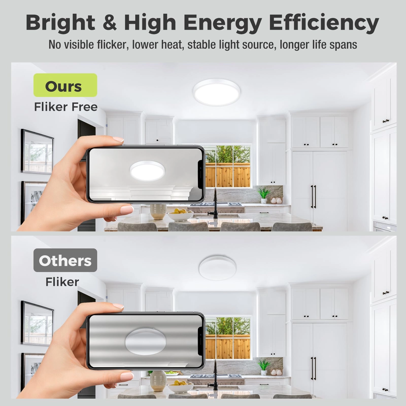 Flush Mount LED Ceiling Light - 3000K 4500K 6000K Dimmable