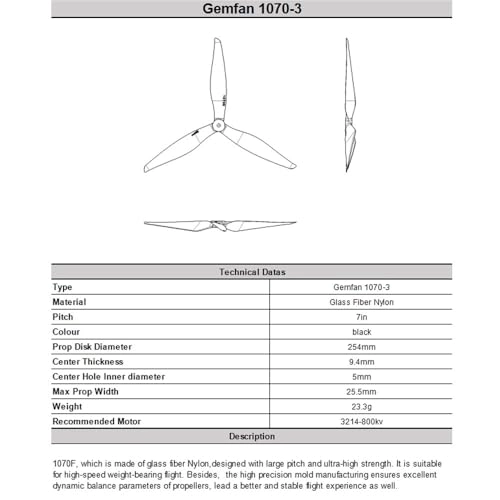 1070-3 - 10x7x3 fiberglass nylon 3-blade