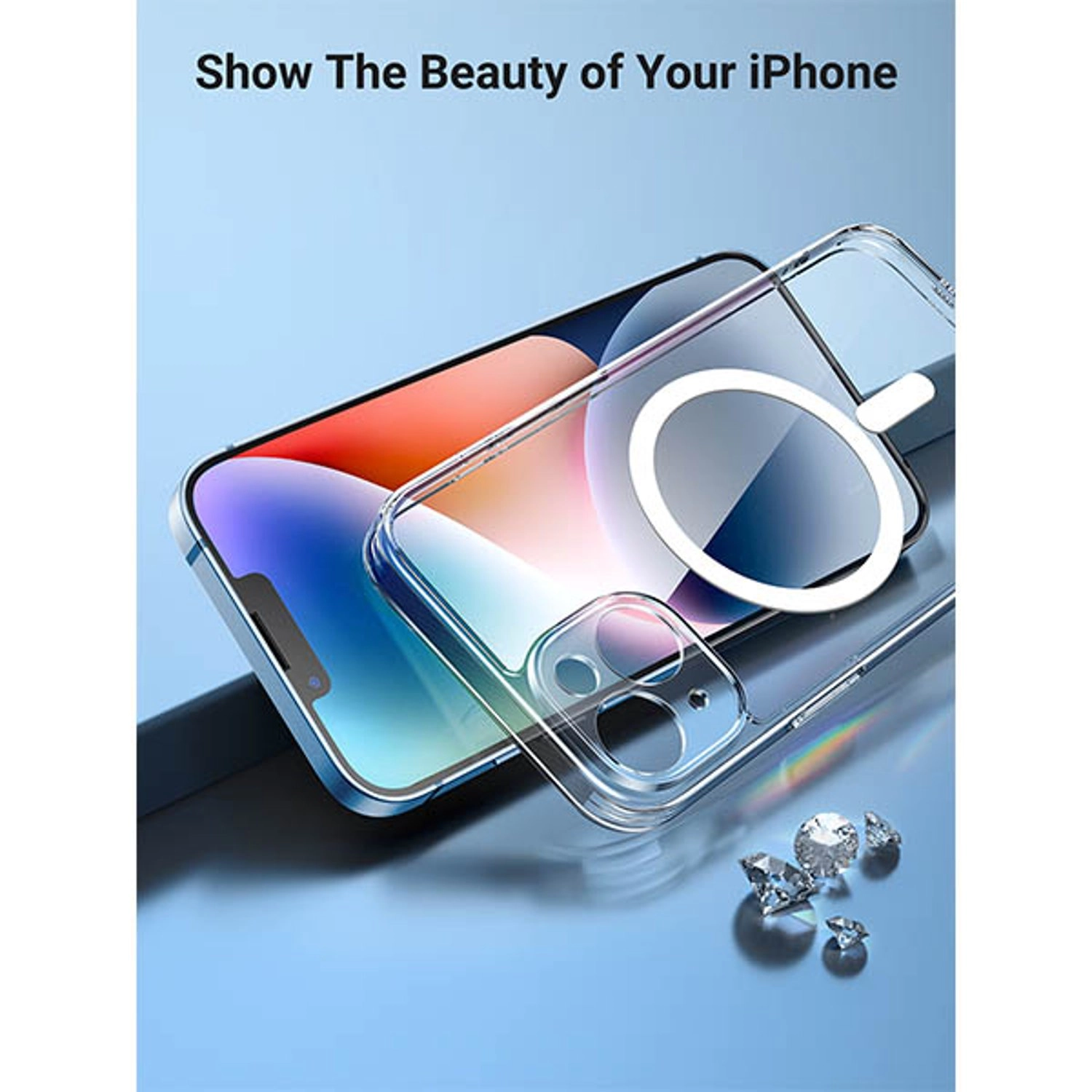 Magnetic Clear Case Back Case for iPhone 14 Plus