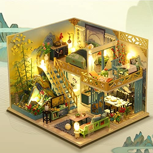 Miniature Wooden Dollhouse Furniture Kit - Creative Room 1:24