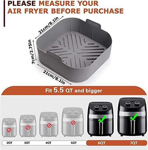 Silicone Air Fryer Basket Liners - Aluminum, Plastic 2Pcs