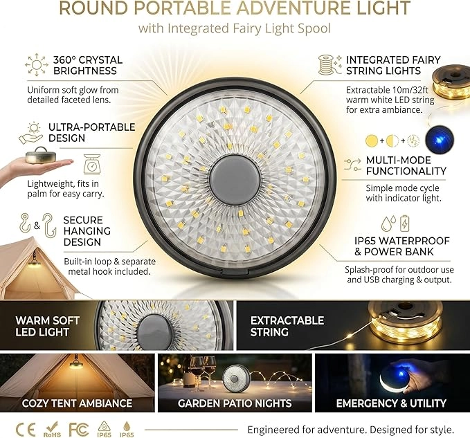 8M LED - Rechargeable Outdoor Light Portable Tent Lantern
