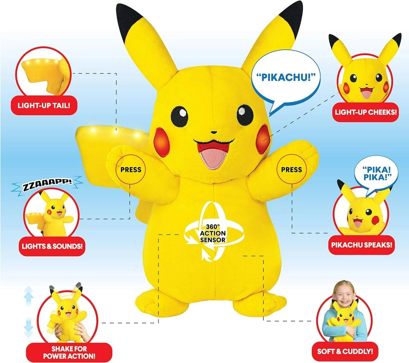 Pikachu Feature Deluxe 26.7 cm Plush - Sound effects