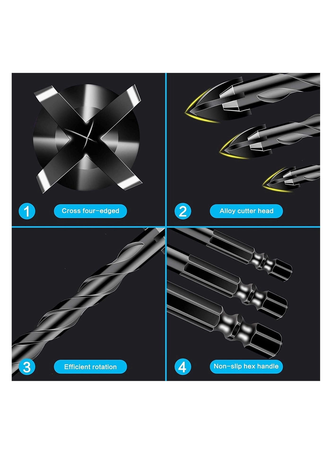 Concrete Drill Bit Set - Carbide 7Pcs 3mm 4mm 5mm 6mm 8mm 10mm 12mm