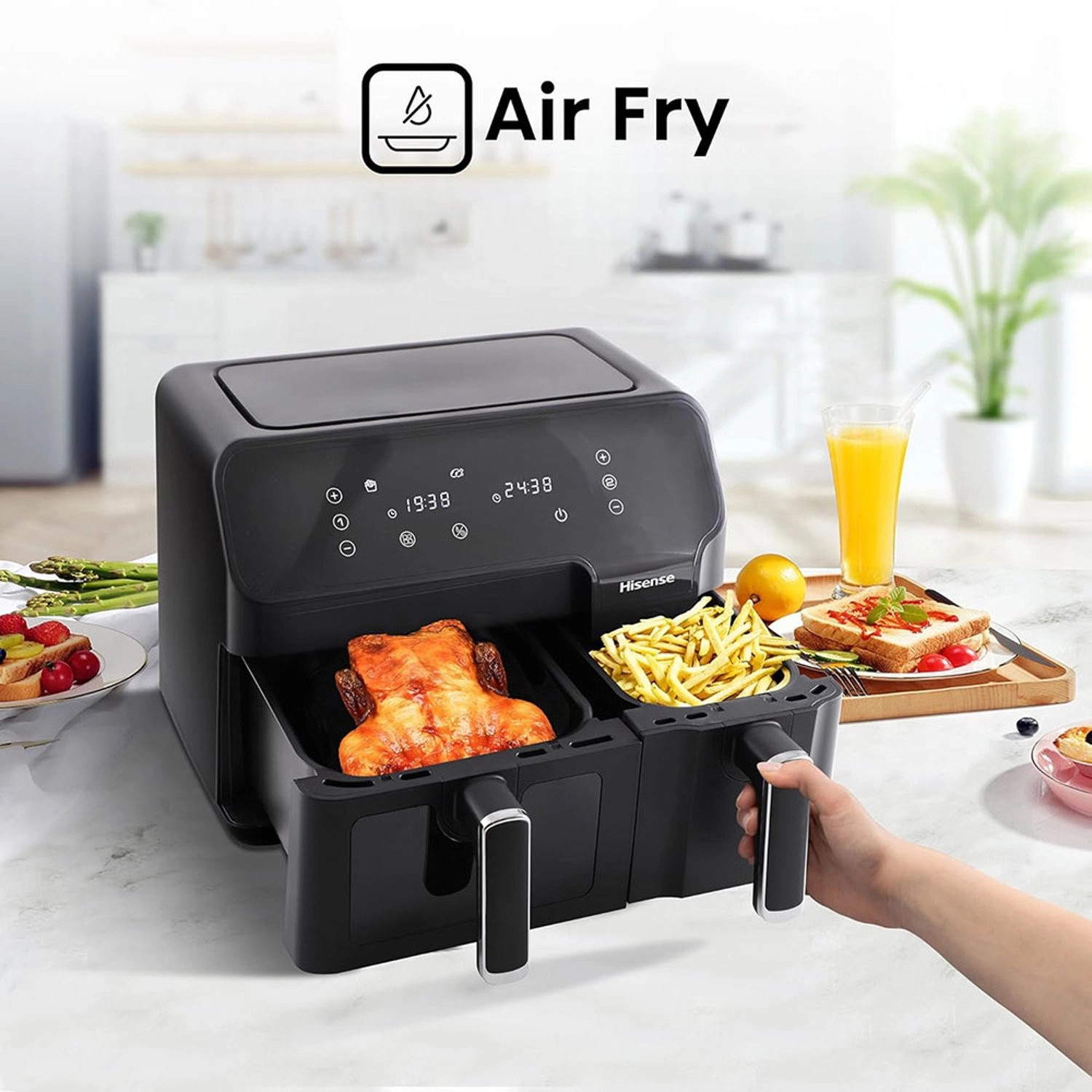 Air Fryer H09AFBK2S5 - Dual Cooking Zone; 8 Preset Programs; 360° Circulation