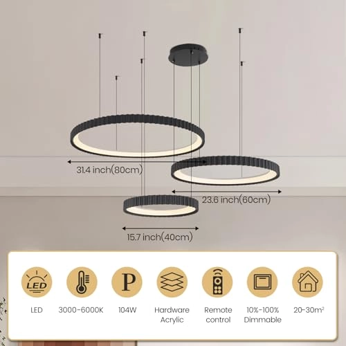 Modern LED Chandelier - 3000K-6000K Dimmable