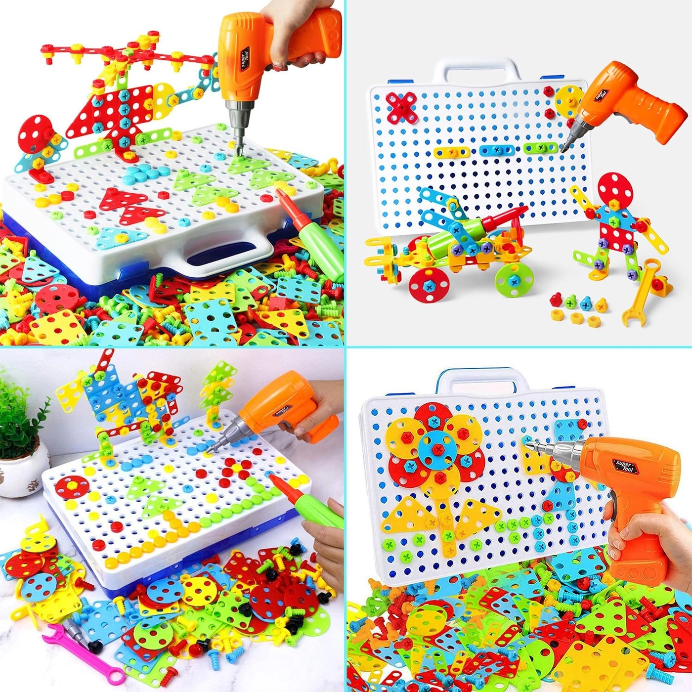 Screwdriver Toy - 223 pieces + Drill Set + Play Toolbox + Game Activities Center - 3-10 years+