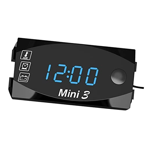 3 in 1 Digital Time Clock + Thermometer + Voltage Voltmeter - DC 6V-30V IP67 Waterproof