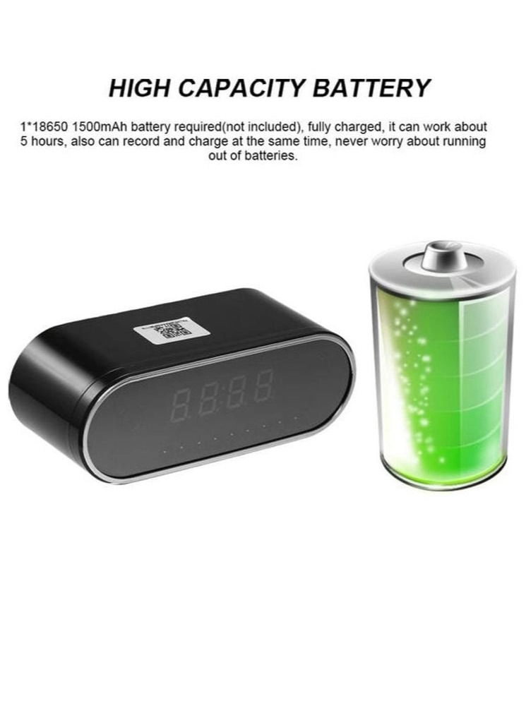 Wireless Hidden Spy Wifi Mini Camera Digital Table Clock - 1080P