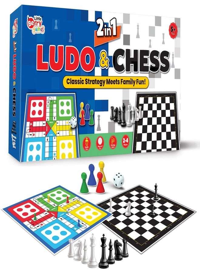 Little Berry 2 in 1 Ludo and Chess - Junior Size Foldable 11”x11” with Pawns