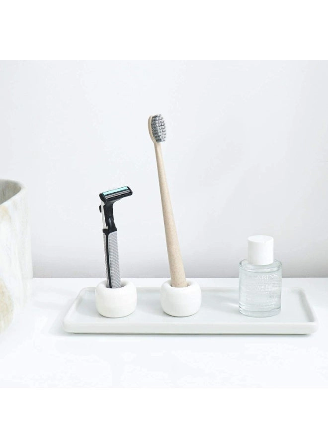 Ceramic Toothbrush Holder - 2-piece White+Black