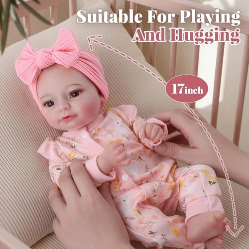 Reborn Baby Doll - 17-Inch Soft Cloth Body Sleeping Ages 3+
