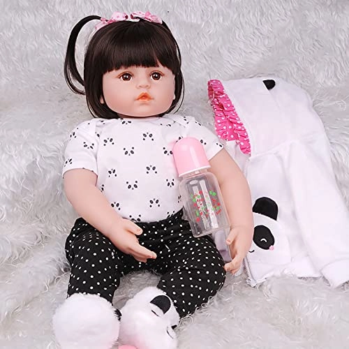 Rebirth Baby Doll - 48cm/58cm Silicone Limbs Cloth Body Panda Clothes Gift Set