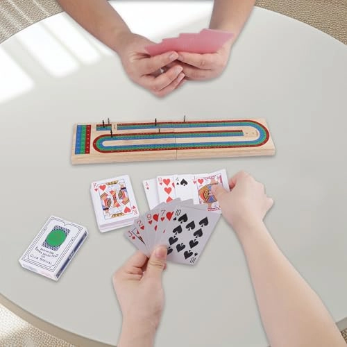 Folding Cribbage Board - Rubber Wood 9 Pegs 3 Tracks