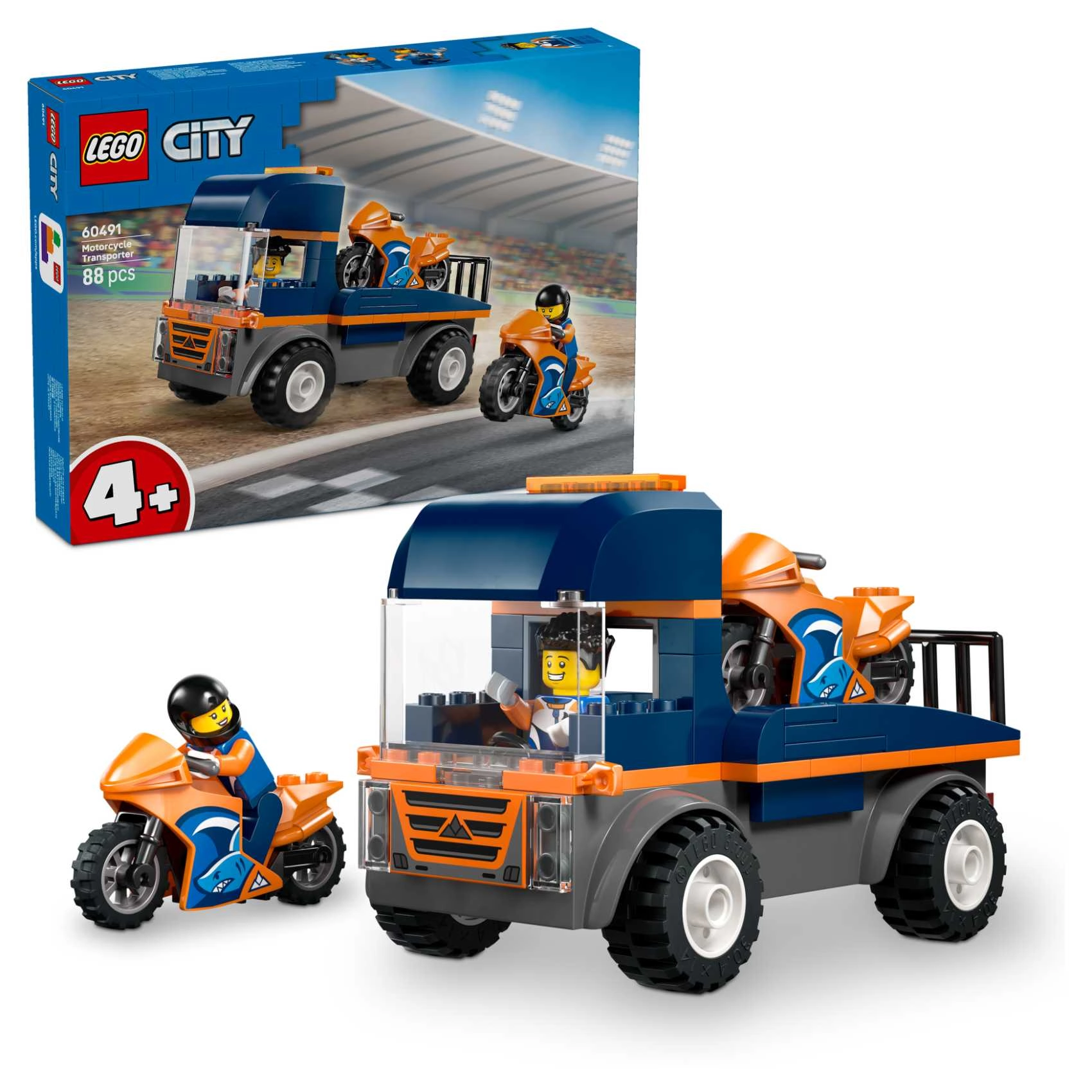 City Motorcycle Transporter (60491) - 2 Minifigures Ages 4+