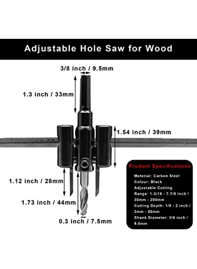 Adjustable Hole Saw - 30mm - 200mm plywood laminate composite materials rubber PVC