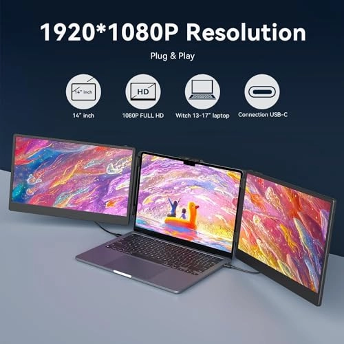 Triple Laptop Screen Extender - 1920×1080P