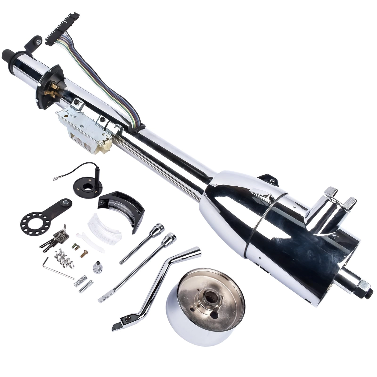 GELUOXI 28" Steering Column - Automatic With Key Chrome Stainless Steel
