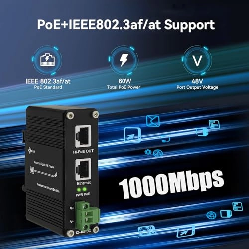 EK-001-60W - 12~48VDC 60W IEEE802.3af/at 10/100/1000