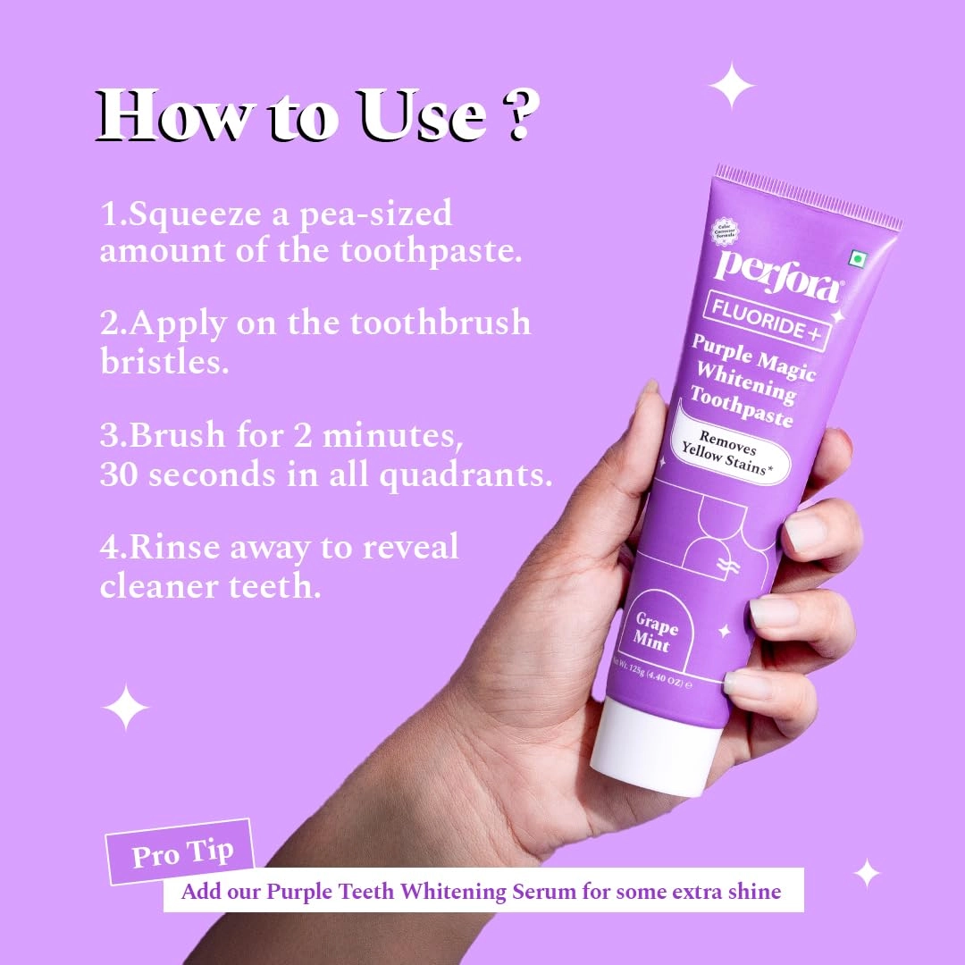 Purple Magic Whitening Serum Grape Mint Toothpaste Adult & Children 150g