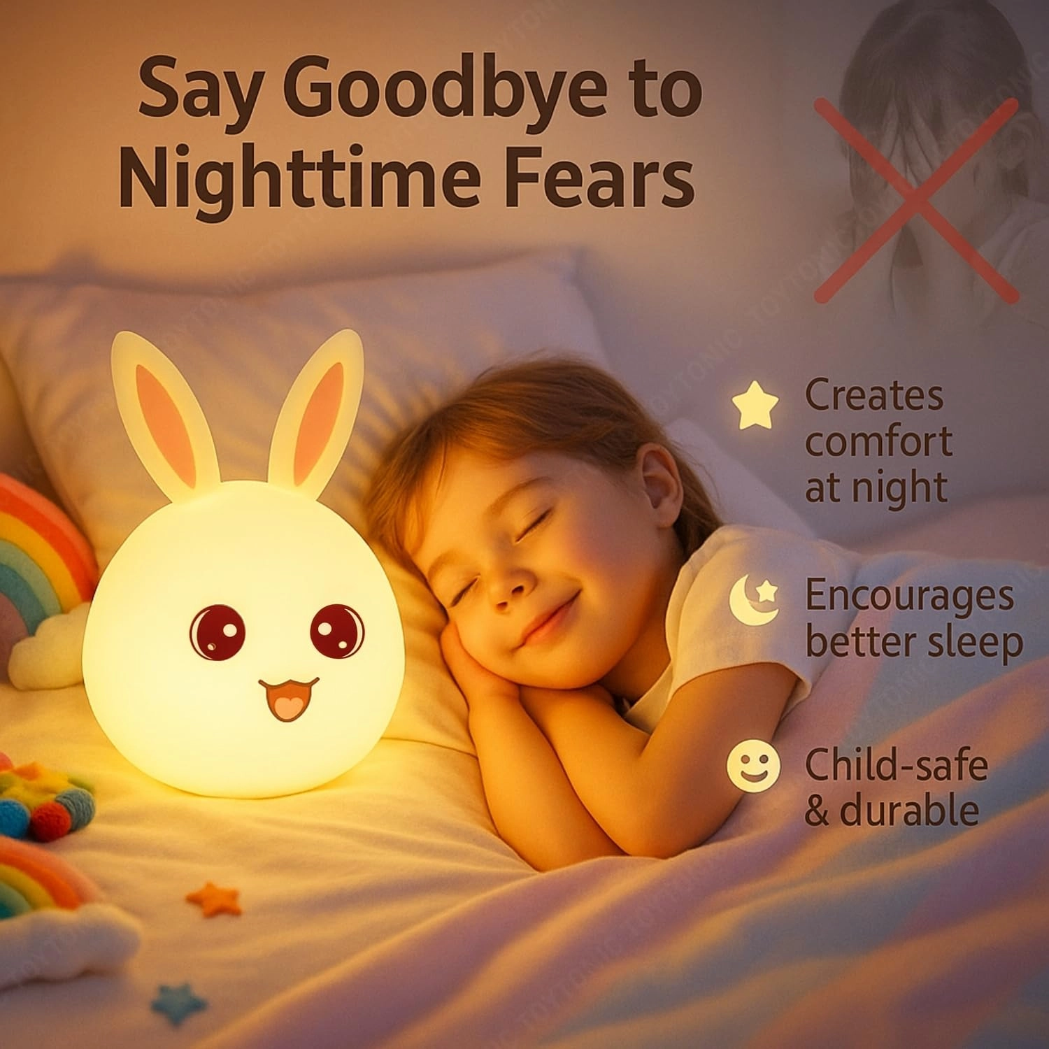 Silicone Rabbit Night Lamp - USB Powered 7-Color Changing