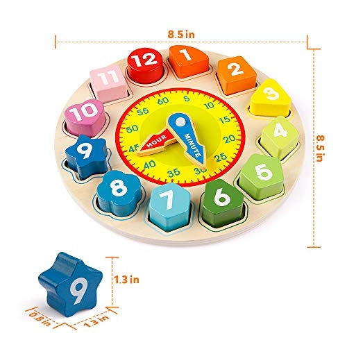 Wooden Shape Color Sorting Clock - 3 years and up 12 piece(s)