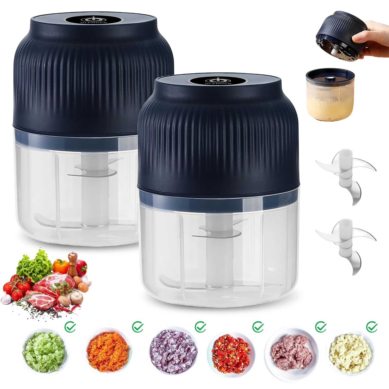WIYETY Mini Electric Chopper - 300 ml Battery USB Pack
