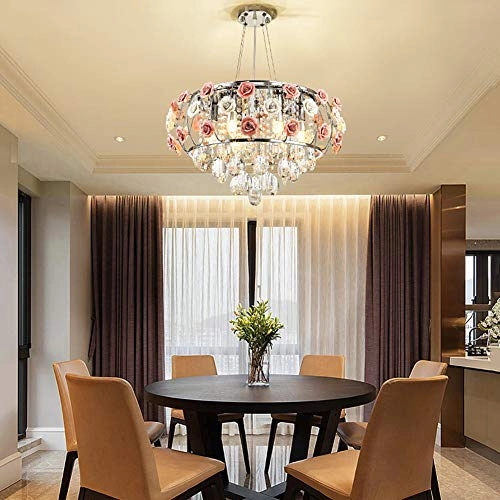 Romantic Rose Crystal Chandelier - Silver 62*38cm