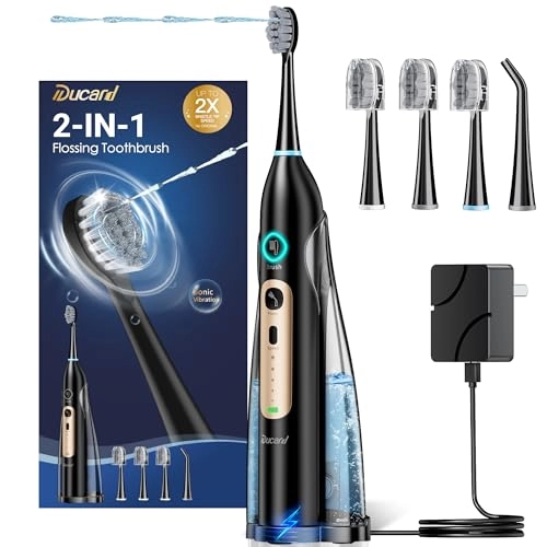 Electric Toothbrush with Water Flosser Combo - Sonic 3 Brush Modes 5 Floss Speed