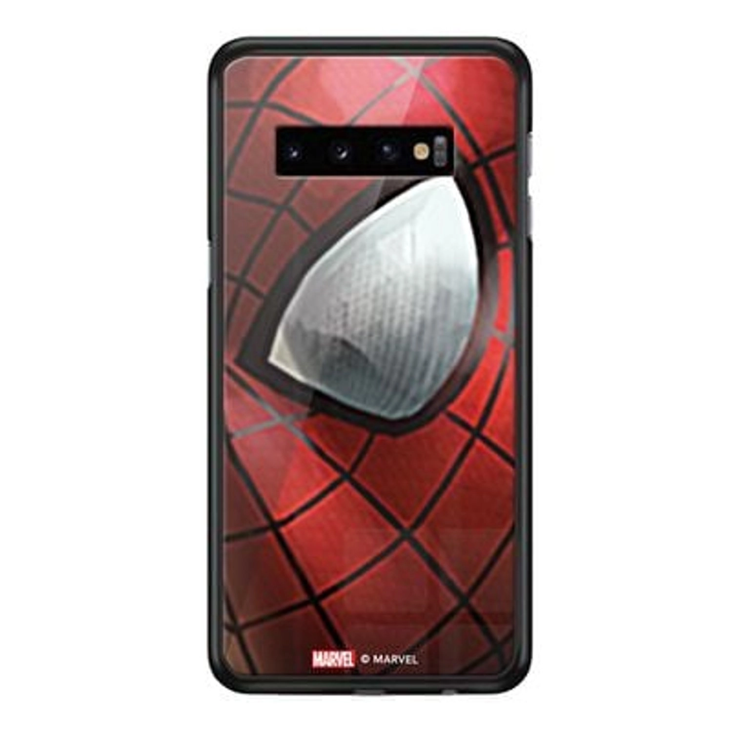 Wackylicious Spiderman Peek Back Case TPU Bumper Case + Tempered Glass Back for Galaxy S10 Plus