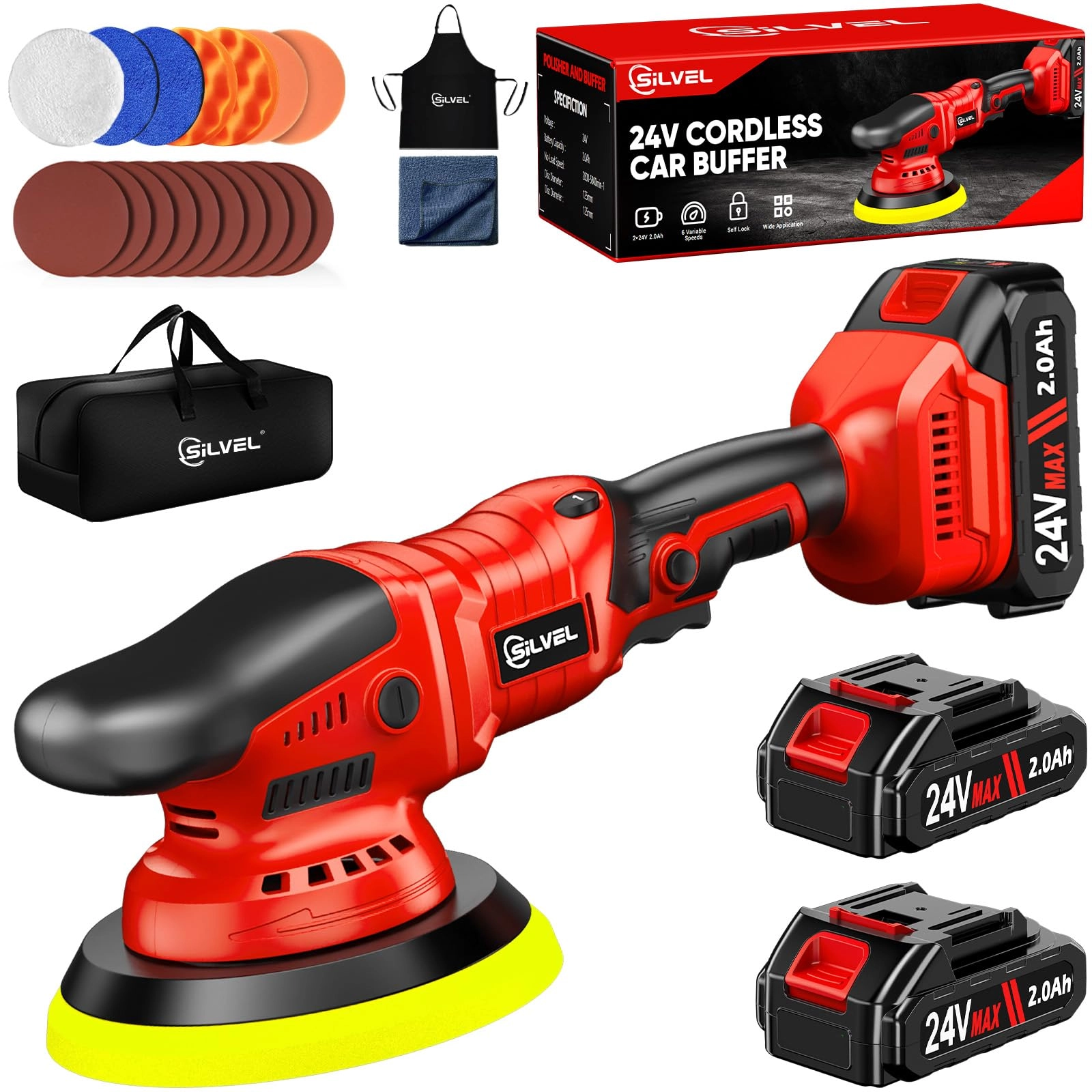 silvel Cordless Car Buffer Polisher - 5 Inch
